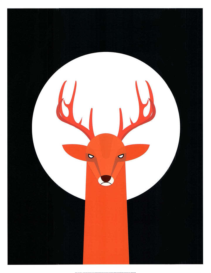 Deer and Moon by Volkan Dalyan - 23 X 29 Inches (Art Print)