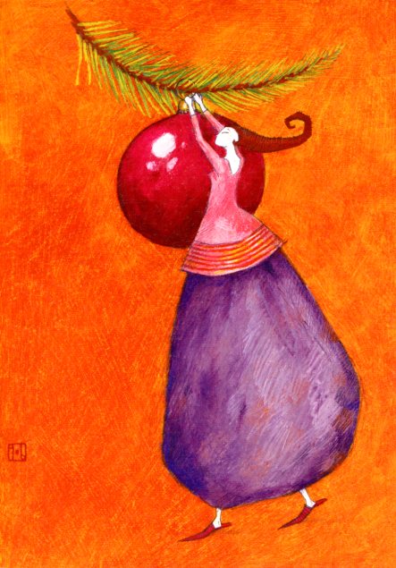 Christmas Decoration by Gaelle Boissonnard - 5 X 7 Inches (Greeting Card)