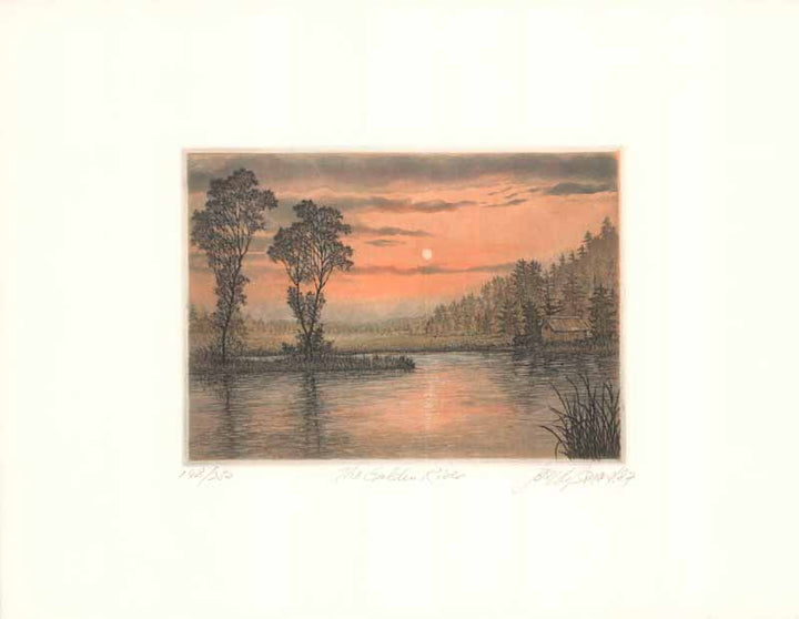 Golden River by Joseph Bonard - 10 X 13 Inches (Etching Titled, Numbered & Signed) 148/210