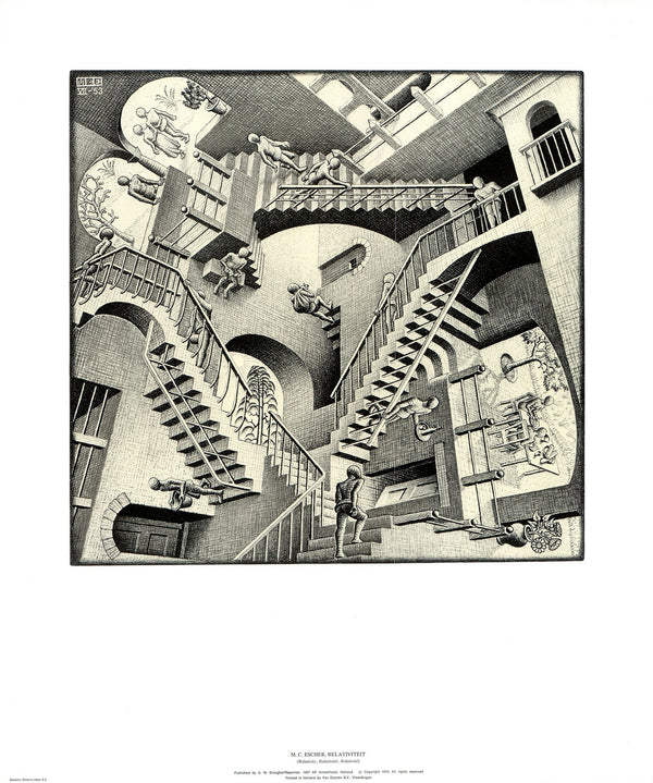 Relativity, 1988 by M. C. Escher - 22 X 26 Inches (Art Print)