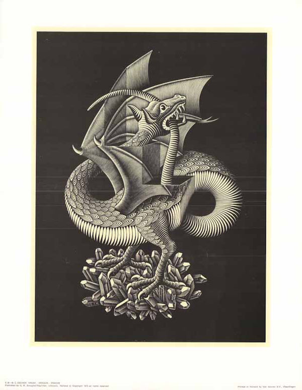 Dragon by M. C. Escher - 14 X 17 Inches (Art Print)