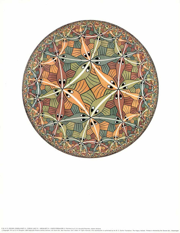 Circle Limit III, 1974 by Maurits Cornelis Escher - 13 X 17 Inches (Art Print)