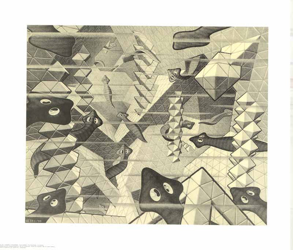 Flat Worms by M. C. Escher - 22 X 26 Inches (Art Print)