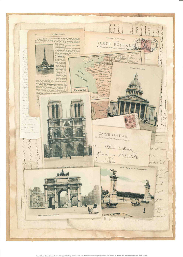 Autour de Paris  (Collage) by Susana England - 13 X 18 Inches (Vintage Art Print)