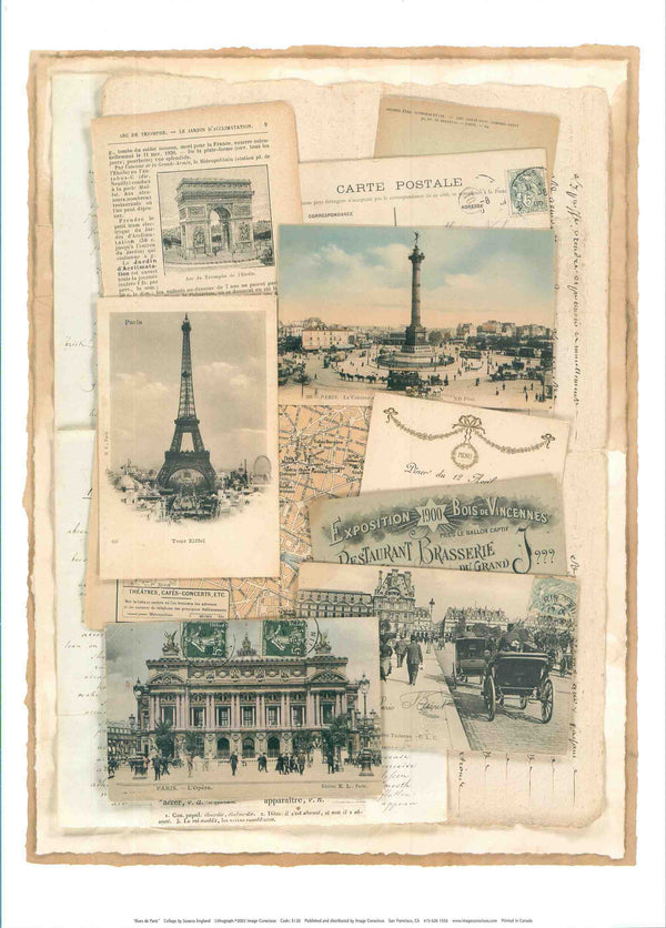 Rues de Paris (Collage) by Susana England - 13 X 18 Inches (Vintage Art Print)