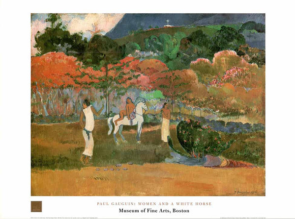Women and a White Horse by Paul Gauguin - 24 X 32 Inches (Art Print)