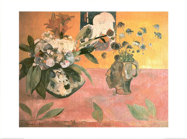 Flowers and a Japanese Print, 1889 by Paul Gauguin - 24 X 32 Inches (Art Print)