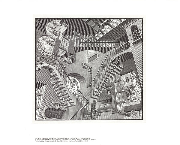 Relativity, 1988 by M. C. Escher - 10 X 12 Inches (Offset Lithograph)