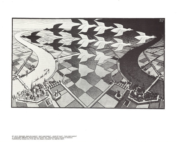 Day and Night, 1988 by M. C. Escher - 10 X 12 Inches (Offset Lithograph)