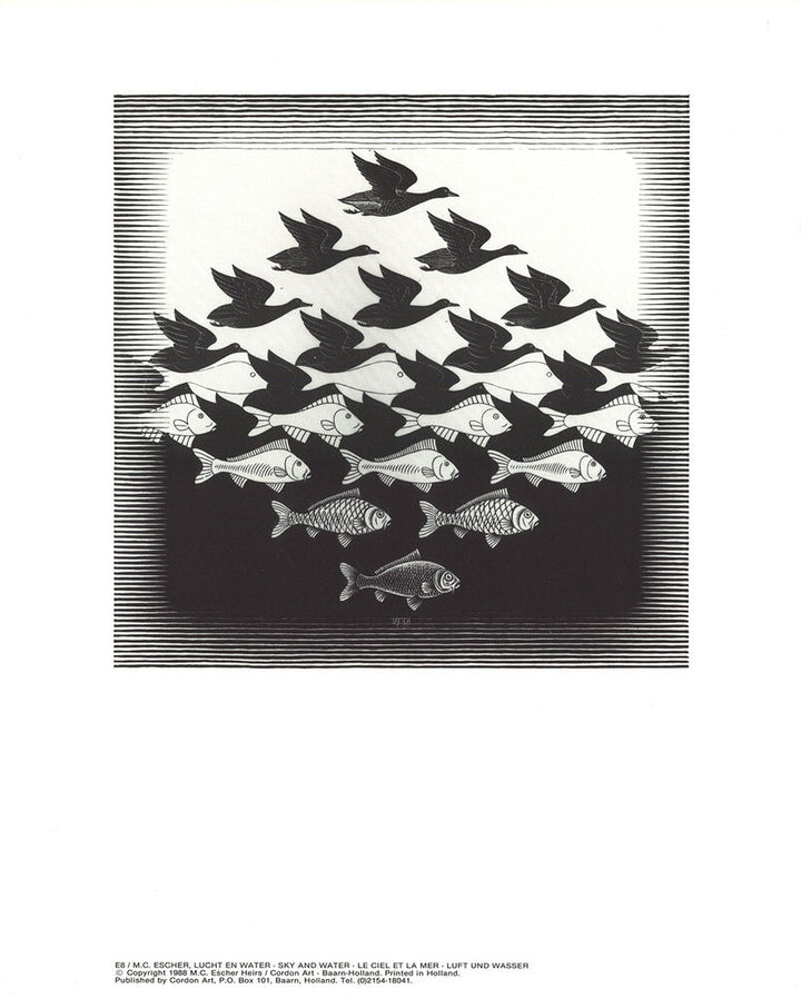 Sky and Water, 1988 by M. C. Escher - 10 X 12 Inches (Offset Lithograph)