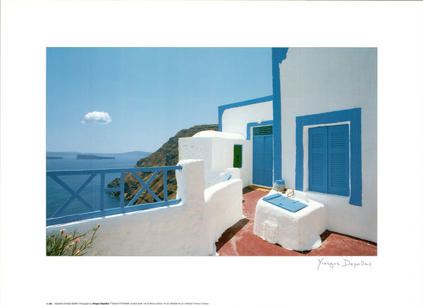 Blue Shutters with Cloud by Yiorgos Depollas - 20 X 28 Inches (Art Print)