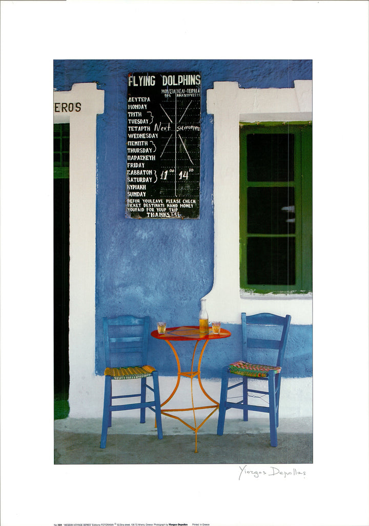 Flying Dolphins Cafe by Yiorgos Depollas - 20 X 28 Inches (Art Print)