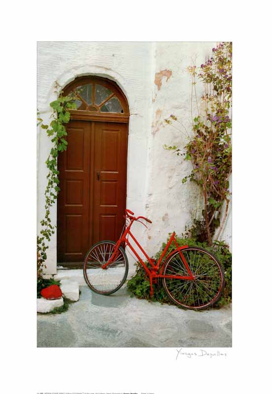 Red Bicycle by Yiorgos Depollas - 20 X 28 Inches (Art Print)