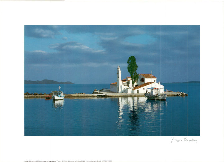 Seaside Aegean Church by Yiorgos Depollas - 20 X 28 Inches (Art Print)