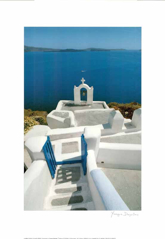 Blue Gate With View by Yiorgos Depollas - 20 X 28 Inches (Art Print)