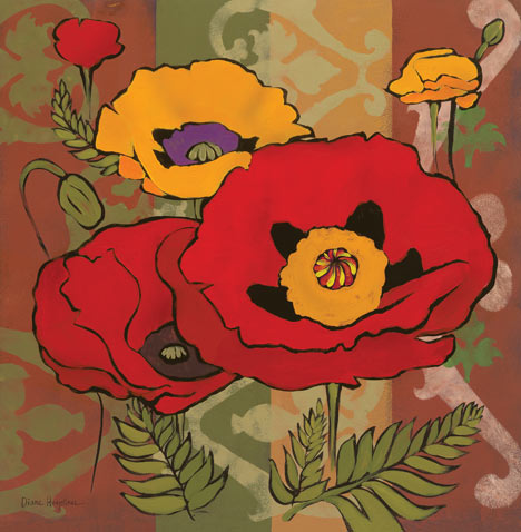 Majestic Poppies I by Diane Hoeptner - 12 X 12 Inches (Art Print)