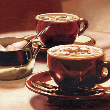 Tazze Con Cappuccino by Landi - 19 X 19 Inches (Art Print)