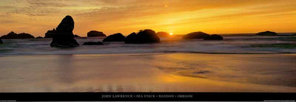 Sea Stack, Bandon, Oregon, John Lawrence - 13 X 38 Inches (Art Print)