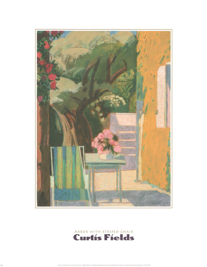 Arbor with Striped Chair by Curtis Fields - 16 X 20 Inches (Art Print)