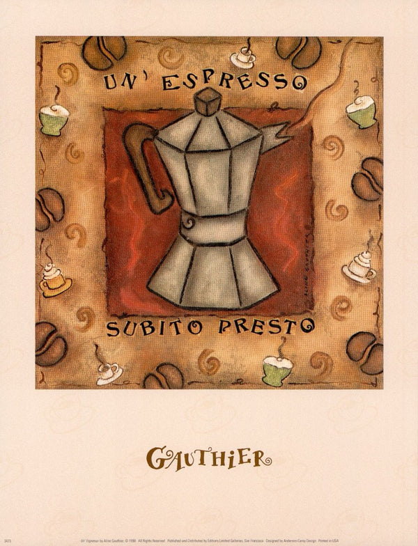 Un' Espresso by Aline Gauthier - 11 X 14 Inches (Offset Lithograph)