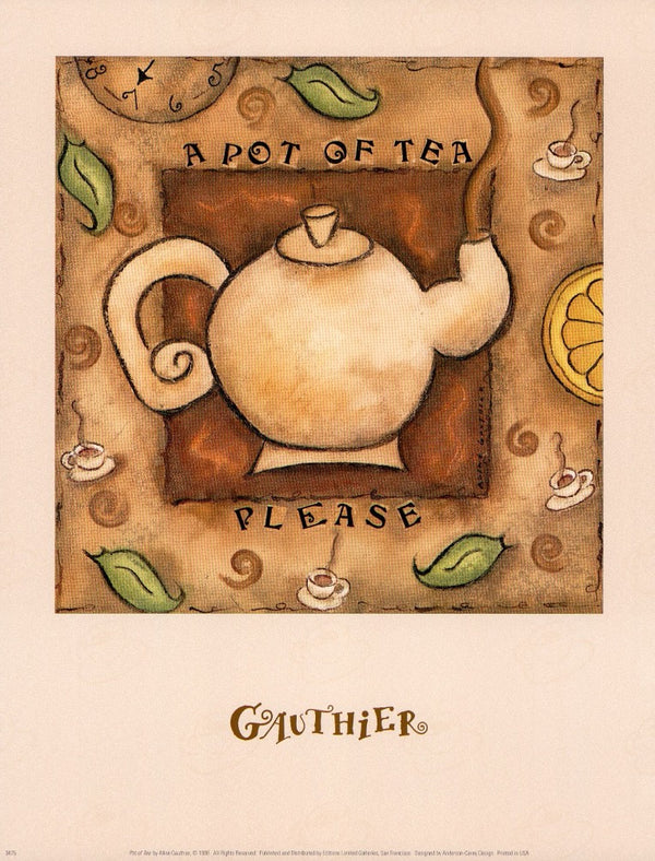 Pot Of Tea by Aline Gauthier - 11 X 14 Inches (Art Print)