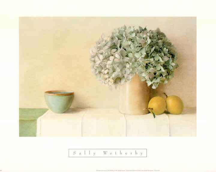 Hydrangeas with Lemon by Sally Wetherby - 16 X 20 Inches (Art Print)