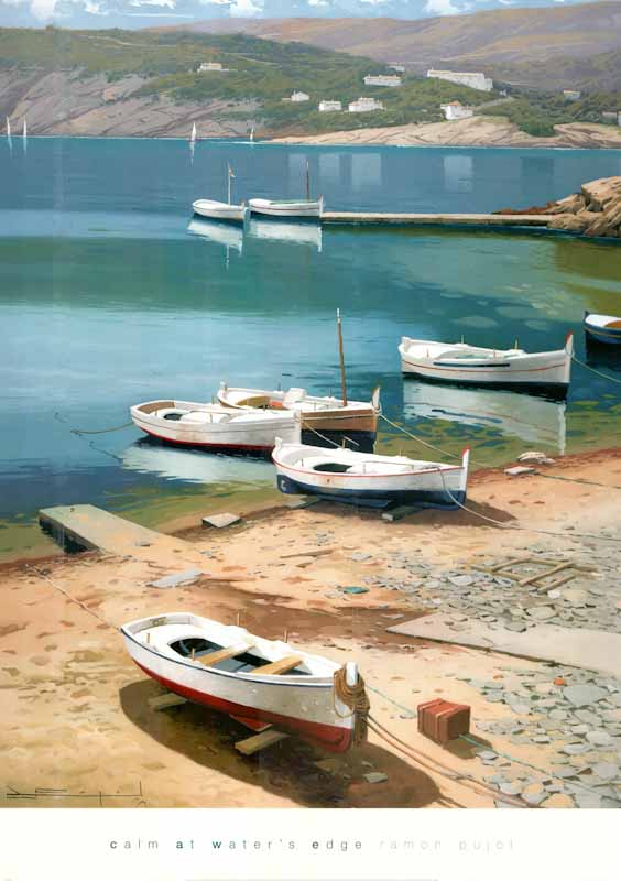 Calm In The Water's Edge by Ramon Pujol - 26 X 36 Inches (Art Print)