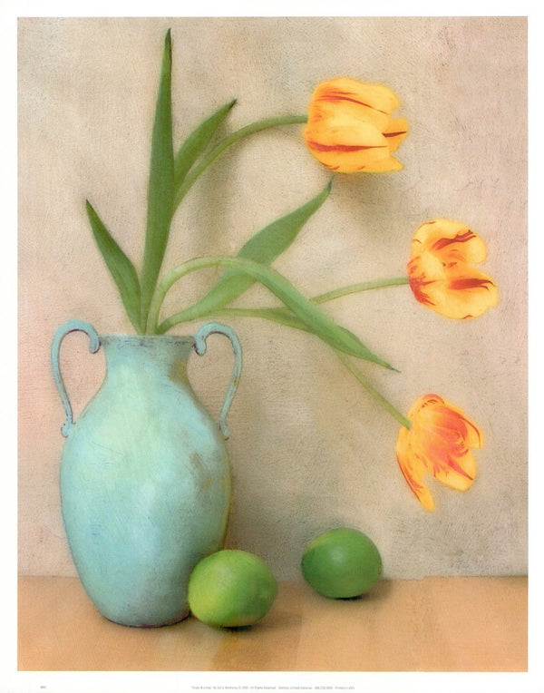 Tulips & Limes by Sally Wetherby - 12 X 15 Inches (Art Print)
