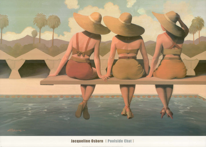 Poolside Chat by Jaqueline Osborn - 26 X 36 Inches (Art Print)