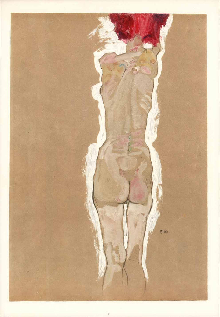 Nude Girl Standing, from the Backside, 1910 by Egon Schiele - 14 X 20" (Lithograph)