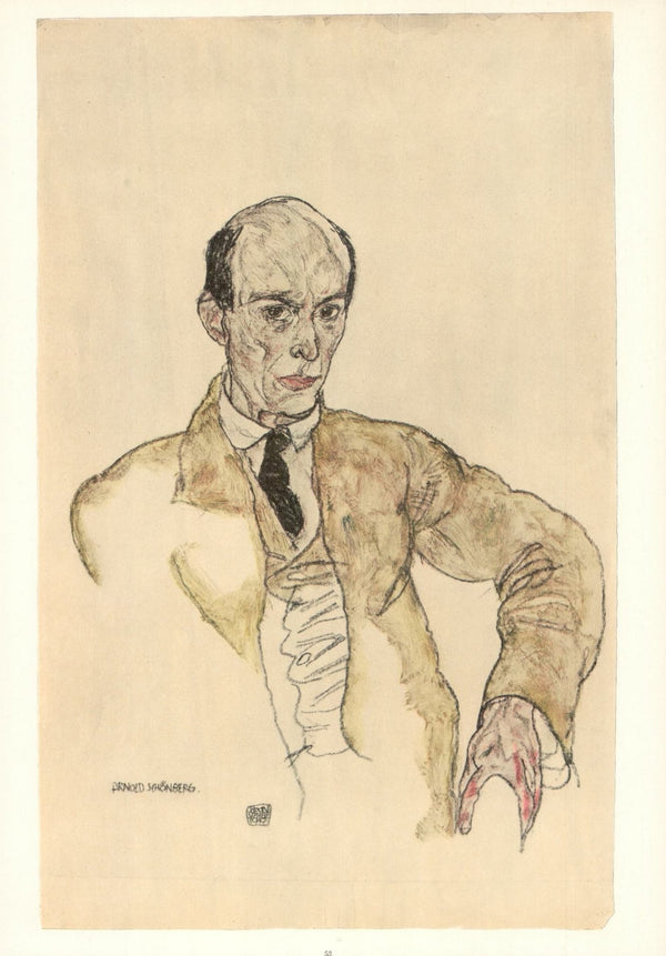 Composer Arnold Schoenberg, 1917 by Egon Schiele - 14 X 20 Inches (Art Print)