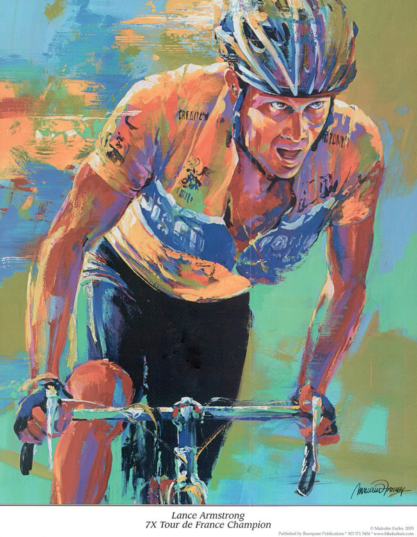 Lance Armstrong – 7X Tour de France Champion by Malcolm Farley - 11 X 14 Inches (Art Print)