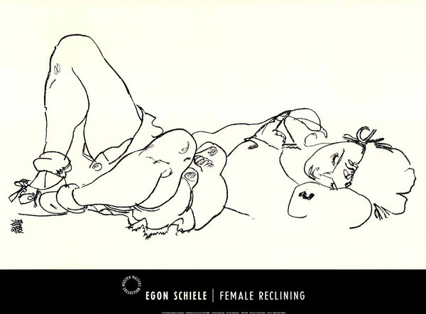 Female Reclining by Egon Schiele - 24 X 32 Inches (Art Print)