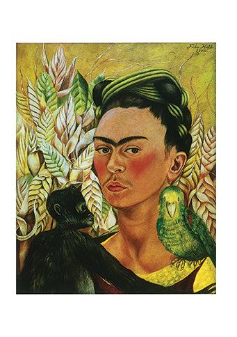 Self-Portrait with Monkey and Parrot, 1942 by Frida Kahlo - 5 X 7 Inches (Greeting Card)
