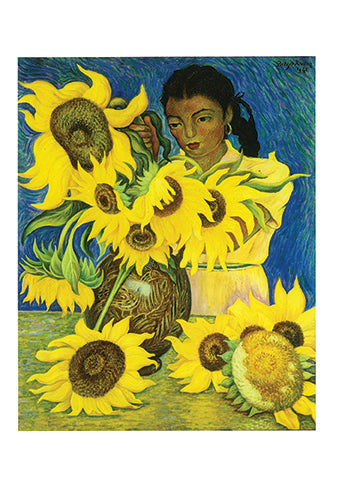 Girl with Sunflower, 1941 by Diego Rivera - 5 X 7” (Greeting Card