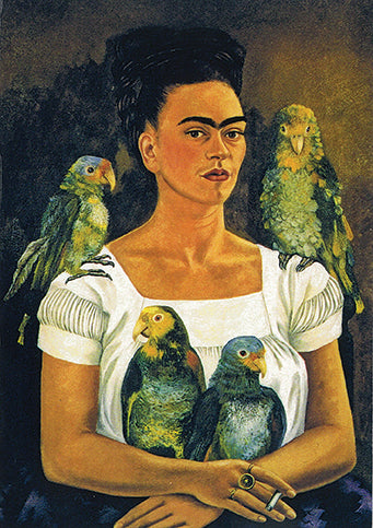 Self-Portrait: Me and my Parrots, 1941 by Frida Kahlo - 5 X 7 Inches (Greeting Card)