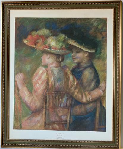 Jeunes Filles Assises by Pierre-Auguste Renoir - 27 X 33 Inches (Framed Giclee on Masonite Ready to Hang)