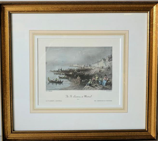 The St. Laurence, at Montreal, 1841 by William Henry Bartlett - 15 X 16 Inches (Framed Art Print with Matte and Glass Ready to Hang)