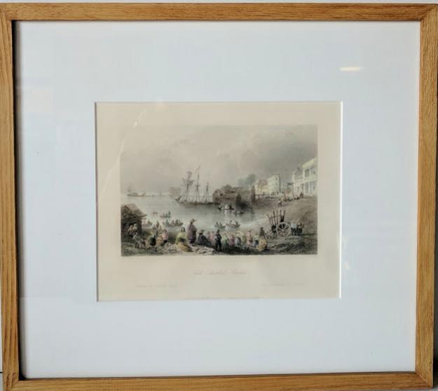 Fish-Market, Toronto, 1841 by William Henry Bartlett - 14 X 16 Inches (Framed Art Print with Matte and Glass Ready to Hang)