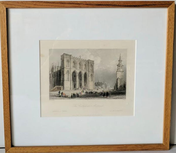 The Cathedral, Montreal by William Henry Bartlett - 14 X 16 Inches (Framed Art Print with Matte and Glass Ready to Hang)