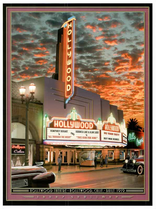 Hollywood Theater by Larry Grossman- 19 X 25 Inches (Art Print)