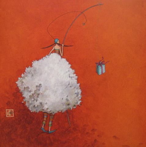 Fishing the Gift by Gaelle Boissonnard - 6 X 6 Inches (Greeting Card)