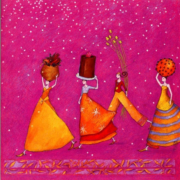 Four Woman by Gaelle Boissonnard - 6 X 6 Inches (Greeting Card)
