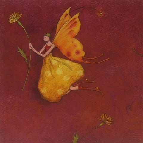 Butterfly Gift by Gaelle Boissonnard - 6 X 6 Inches (Greeting Card)
