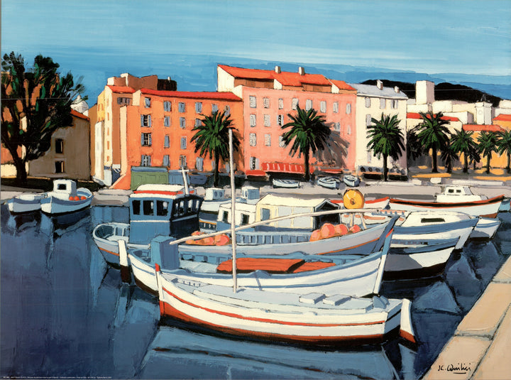 Barques de Pêcheurs dans le Port d'Ajaccio by Jean-Claude Quilici - 24 X 32 Inches (Art Print)