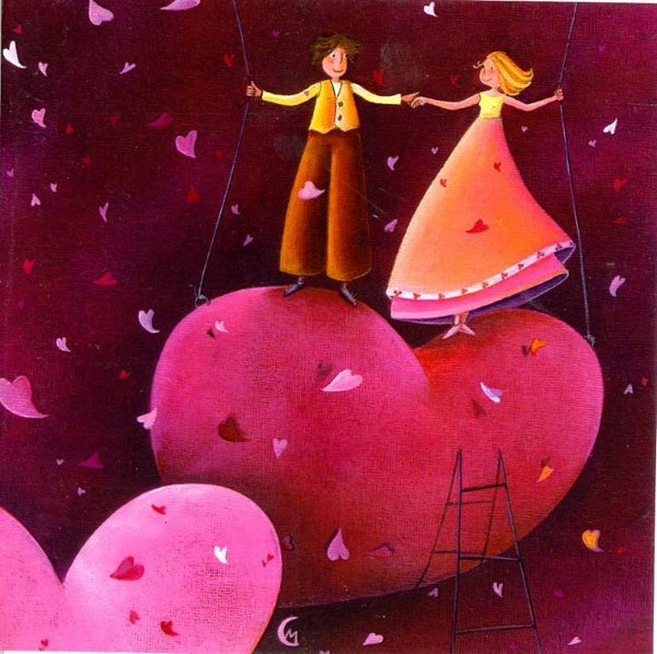 Lovers by Marie Cardouat - 6 X 6 Inches (Greeting Card)