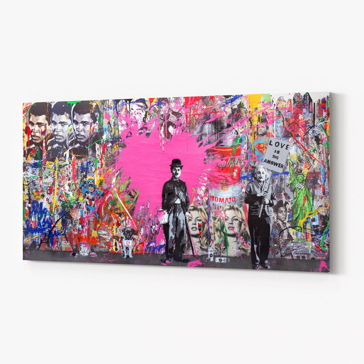 Street Art Charlie Chaplin by Mr. Brainwash - 34 X 61 Inches (Giclee Canvas Stretched Ready to Hang)