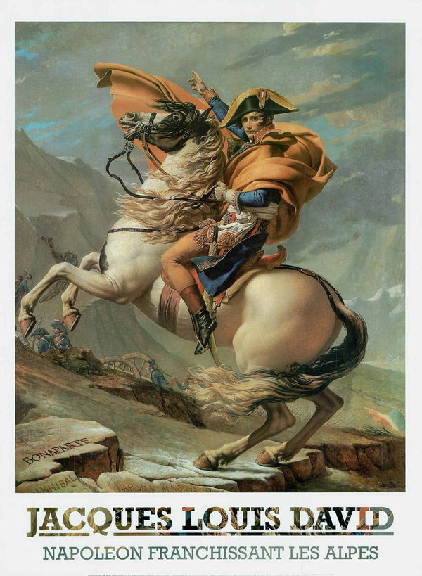Napoleon Bonaparte Crossing the Alps at the St Bernard Pass by Jacques Louis David - 24 X 32 Inches (Art Print)