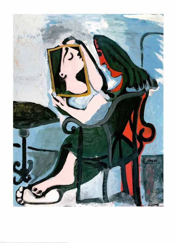 Woman With A Mirror by Pablo Picasso - 24 X 32 Inches (Art Print)