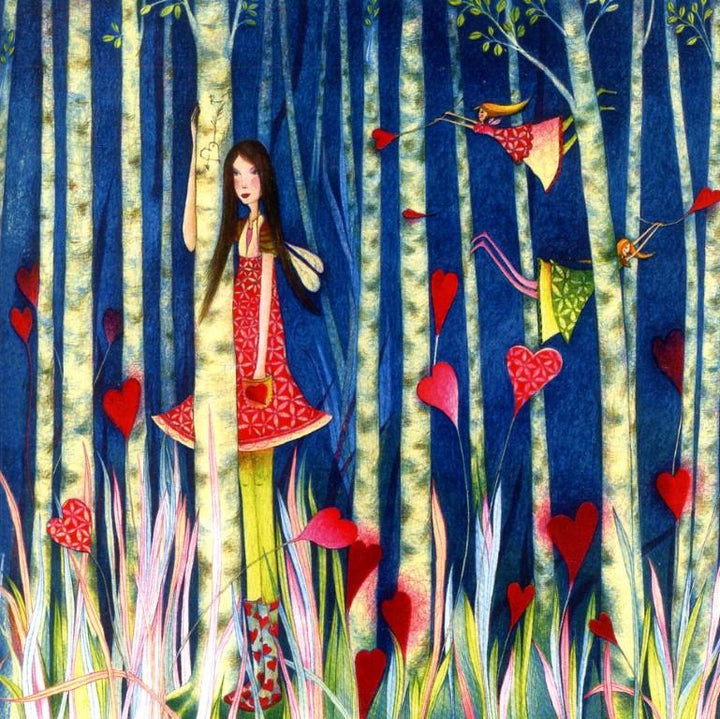 Red Hearts by Mila - 6 X 6 Inches (Greeting Card)